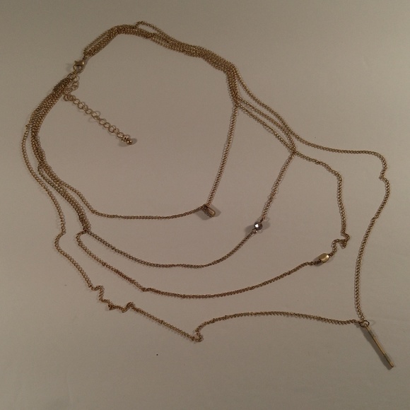 Necklace earring set gold silver layered bar wire - Picture 4 of 4